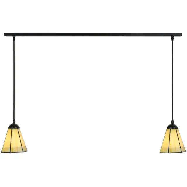Coloured by Art 2 x Tiffany Narcissus lampen aan plafondbalk - Art Deco Trade Geel