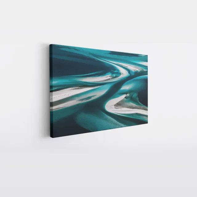 Saammp Canvas Schilderij - Turqoise - Landschap - Abstract - 120x80 - Foto op canvas - Wanddecoratie - Muurdecoratie Woonkamer - Slaapkamer decoratie - Canvas Print Multicolor