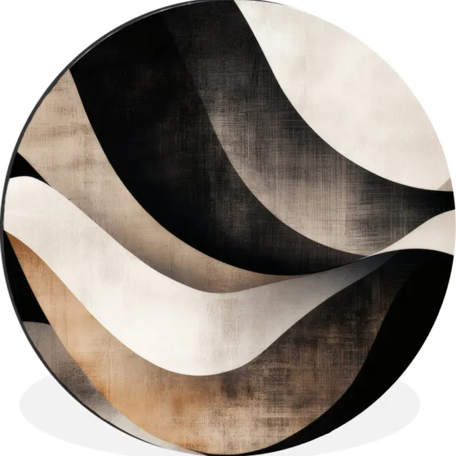 WallCircle Wandcirkel - Muurcirkel - Abstract - Golven - Zwart - Verweerd - Aluminium - Dibond - 30x30 cm - Binnen en Buiten