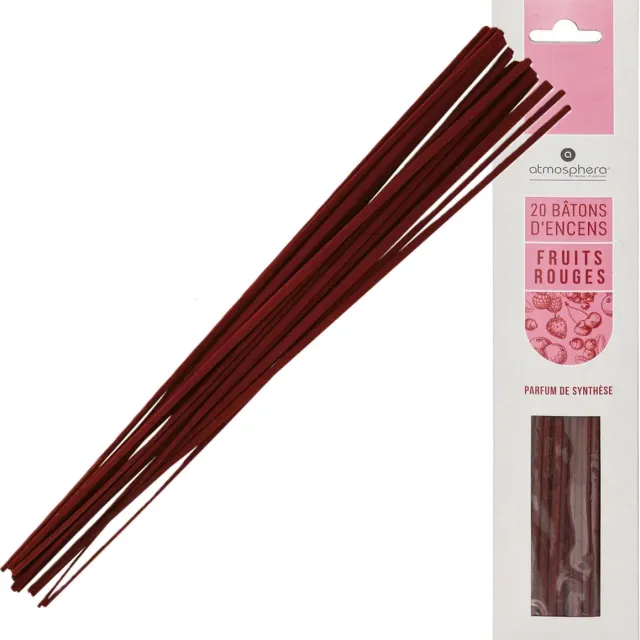 Atmosphera Wierook stokjes in fruit mix geur - voordeelpak - 20x stokjes - 25cm - Ontspannend - Kalmerend Rouge foncé