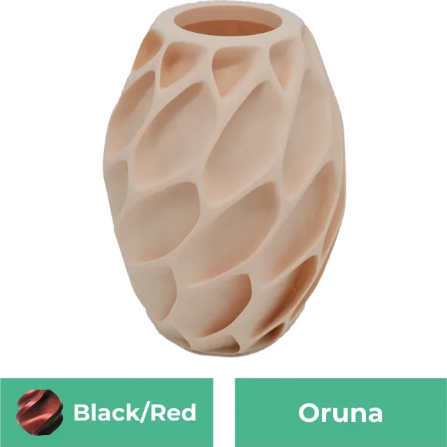 Lovora Oruna organische vaas – Decoratieve vaas - Zwart / Rood - 3d geprinte vaas – geschikt voor droogbloemen - 25CM