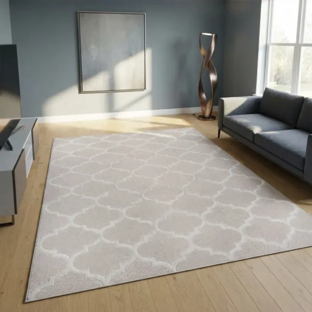 TapisTrend Designer tapijt Beige 80x150 cm Modern vloerkleed met elegant geometrisch reliëfpatroon, perfect voor de woonkamer of slaapkamer