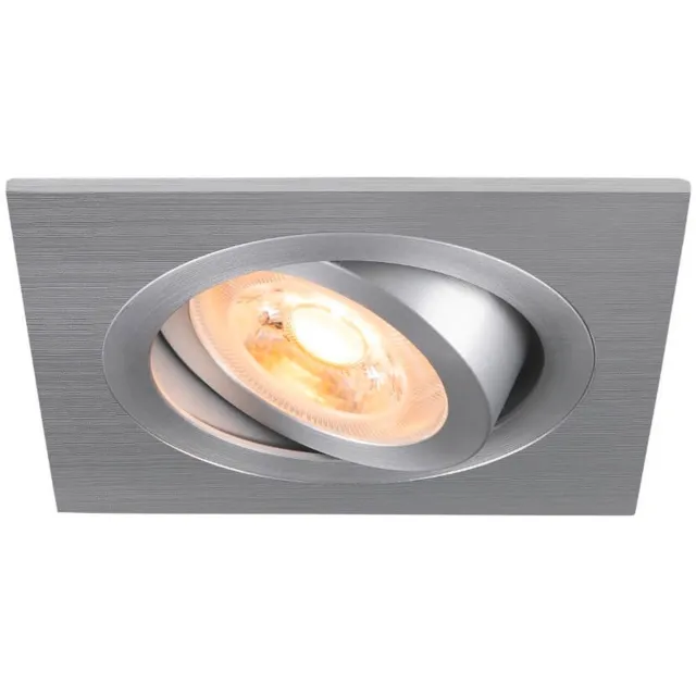 SLV Inbouwspot New Tria 75 vierkant - aluminium - GU10 - 1007379 Geborsteld metaal