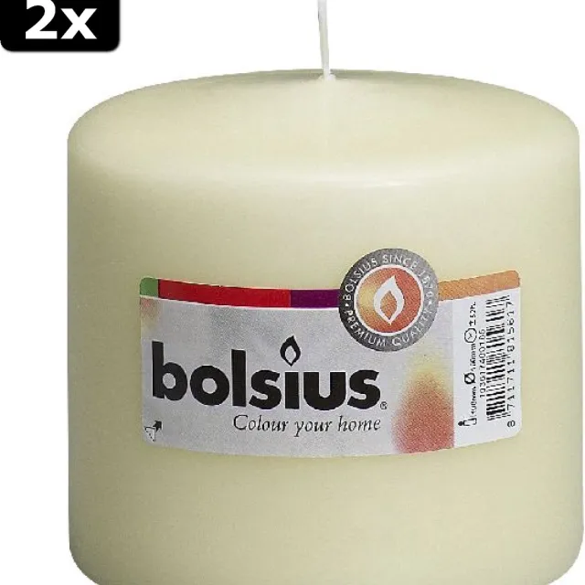 Bolsius 2x Bolsius stompkaars in cello ivoor 100/100 Wit