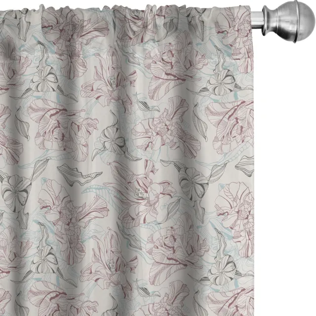 ABAKUHAUS Vintage Raamgordijnen, Pastel Design Tulpe Bloemen, Lichtgewicht decoratieve 2-delige set met roedezak, 2 stuks 75 cm B x 245 cm L, Champagner Blasse Roze