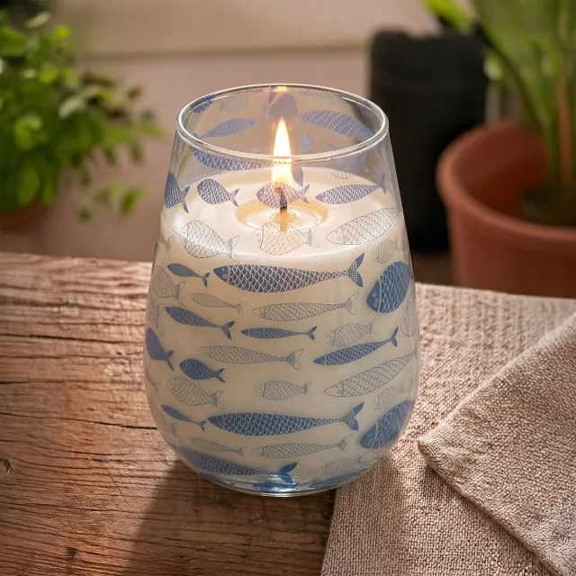 Ancient Wisdom Tall Glass Jar Candles - Seabreeze multicolor