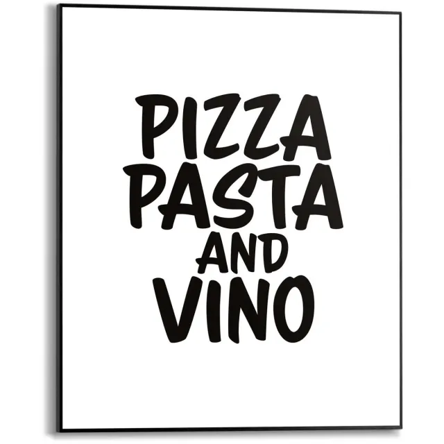 Reinders Schilderij Pizza, Pasta and Vino - 50 x 40 - Hout - REINDERS Zwart-Wit Zwart