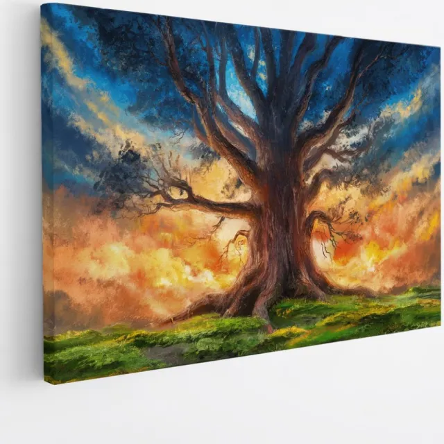Saammp Canvas Schilderij - Grote Abstracte Boom - Natuur - 30x20 - Foto op canvas - Wanddecoratie - Muurdecoratie Woonkamer - Slaapkamer decoratie - Canvas Print Multicolor