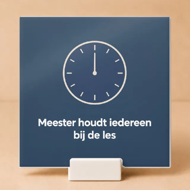 Bedruk King Strakke Meester van de telefoonvrije klas Tegel – Moderne typografische poster voor leraren en scholen - 11 x 11 cm met houder Wit