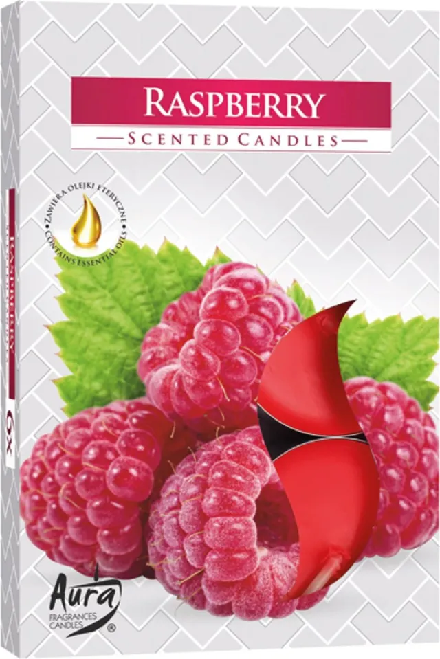Aegis Aura - Geur Theelichtjes / Geurkaarsen / Waxinelichtjes / Scented Candles - Framboos/Raspberry - Zoete geur - 1 doosje met 6 waxinelichtjes Rood