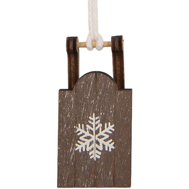 Clayre & Eef Kersthanger Slee 3x2x6 cm Bruin Hout
