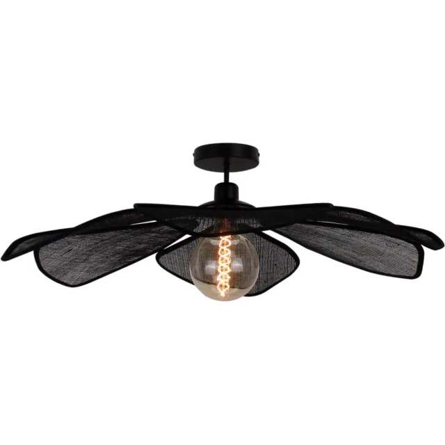 Chericoni Verlichting Chericoni Corvo Plafondlamp - Ø80 cm - 1-lichts - Natuurlijke Look - Bladvormig Design - E27 Fitting- Zwart