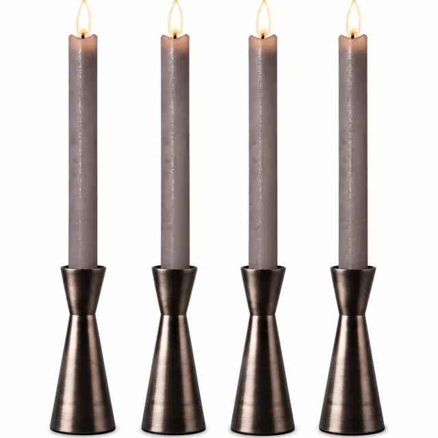 Inspinovia LED Dinerkaarsen / LED Kaarsen - Echte Wax - 22,5 cm - Grijs – 4 Stuks - Realistische Vlam - Afstandsbediening