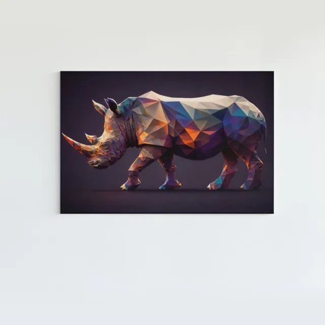 Trendex Global Dieren - Schilderij - Canvas - Kleurrijke Neushoorn - 60x40 cm Meerkleurig