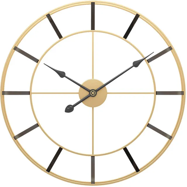 LW collection Wandklok goud 60cm - Industriële gouden wandklok - Grote moderne wandklok goudkleurig - Stil uurwerk