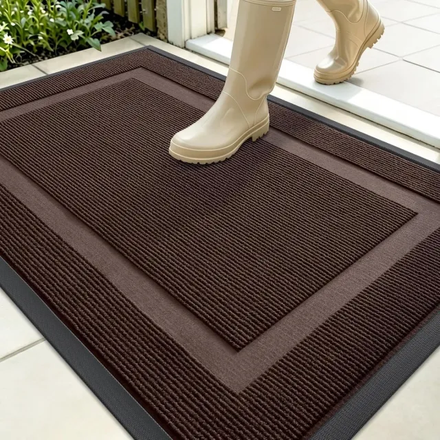Homaxy Deurmat Binnen - Droogloopmat - Antislip Deurmat - Schoonloopmat - Wasbaar - puur bruin - 60x90cm