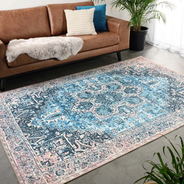 Heritaged Vintage vloerkleed - Fade No.3 blauw/oranje 152x230