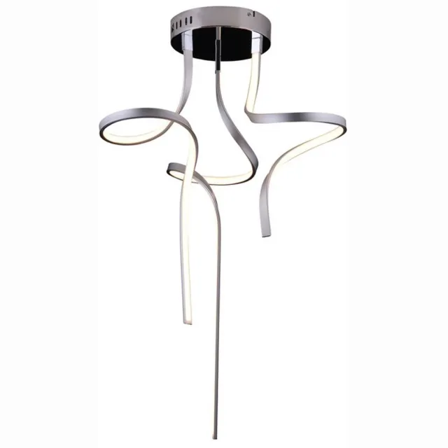 Näve Leuchten LED plafondlamp "Loop Line" Metaal Zwart, Zilver LED hanglamp Hoogte 83cm