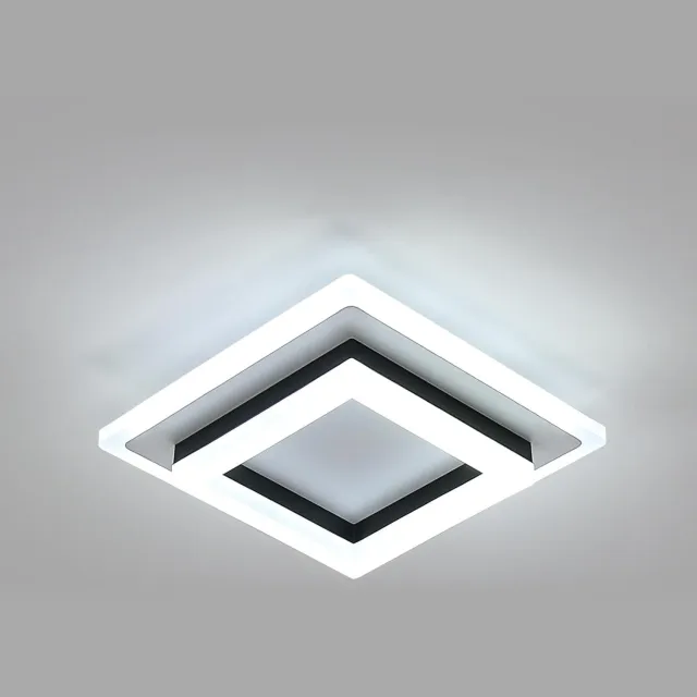 NCRealher Led-Plafondlamp - 24w Vierkante Moderne Plafondlamp - Heldere Acryl Plafondverlichting - Voor Keuken Kantoor Hal Zwart & Wit