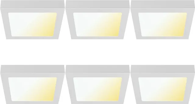 Qualu LED Paneel Slim Opbouw 6 Stuks - Kingtron Thin - 24W 2400lm 120° Bundelhoek - Aanpasbare Lichtkleur 3000K-4000K-6500K - IP40 - Vierkant - Wit - 272x272mm