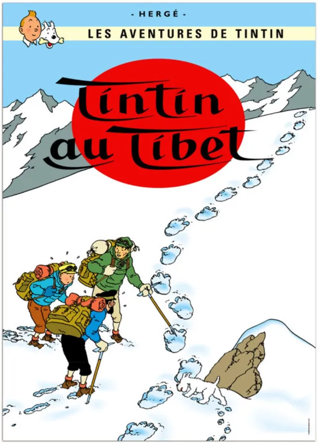 Hergé - Moulinsart - Kuifje Kuifje Poster van album 'Kuifje in Tibet' Franstalig, 50x70 cm, Officiële Kuifje Poster Multi