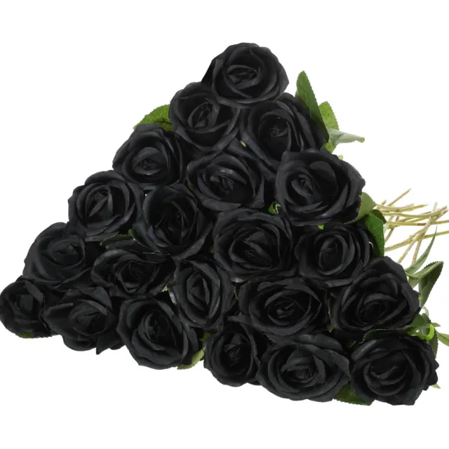 ROSIFY Kunstbloemen Nepbloemen - Kunstrozen - Zijden Bloemen - Set van 15 Kunst Rozen - 50cm - Zwart Zwart 15 stuks