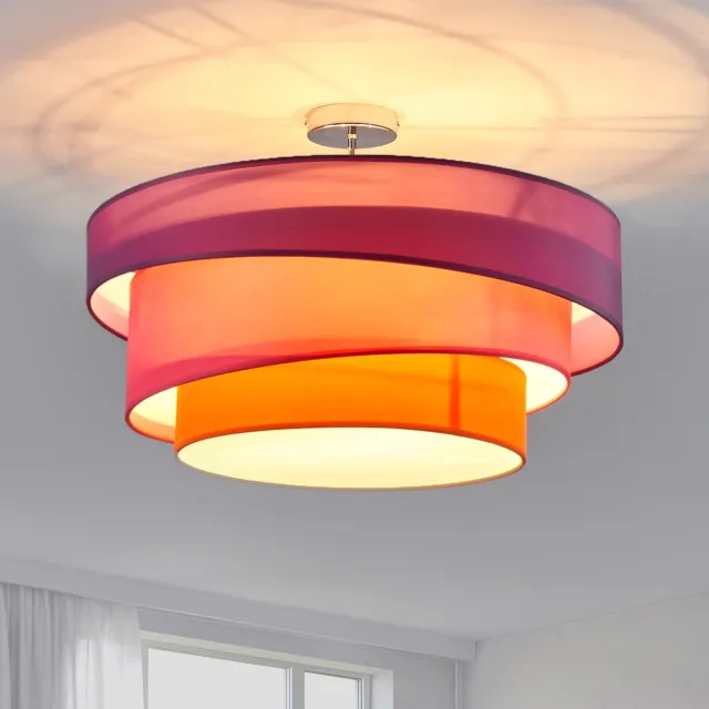 Lindby plafondlamp - 3lichts - Stof, metaal - H: 36.8 cm - E27 - paars, roze, oranje, chroom