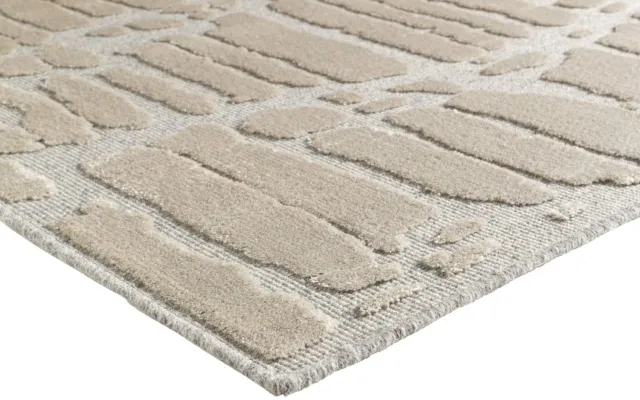 Acsento Chiara 1018 Beige Sand Vloerkleed - 160 x 230 cm - Beige - Rechthoekig - Wol, Viscose - Eetkamer, Woonkamer, Slaapkamer - Abstract - Modern