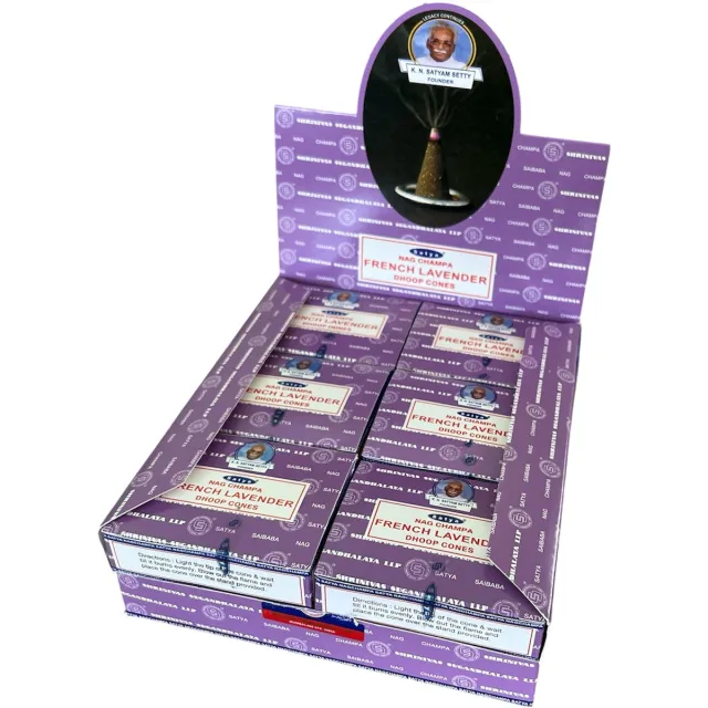 Satya French Lavender - wierookkegeltjes - 12 pakjes met 12 kegels