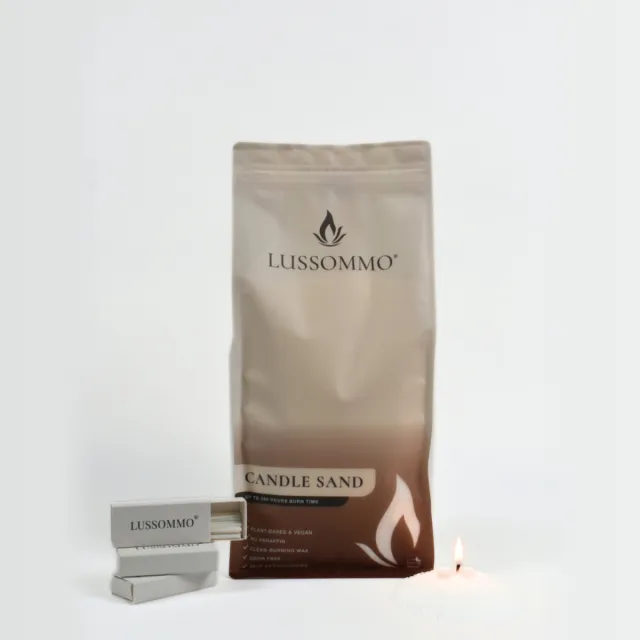 Kaarsenzand | Lussommo® |Wit | 1500g | Inclusief 90 lonten | 360 branduren | Geurloos | Roet vrij | Schoon brandend | Zonder paraffine