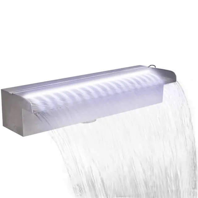 vidaXL Zwembadwaterval met LED's rechthoekig 45 cm roestvrij staal Zilver