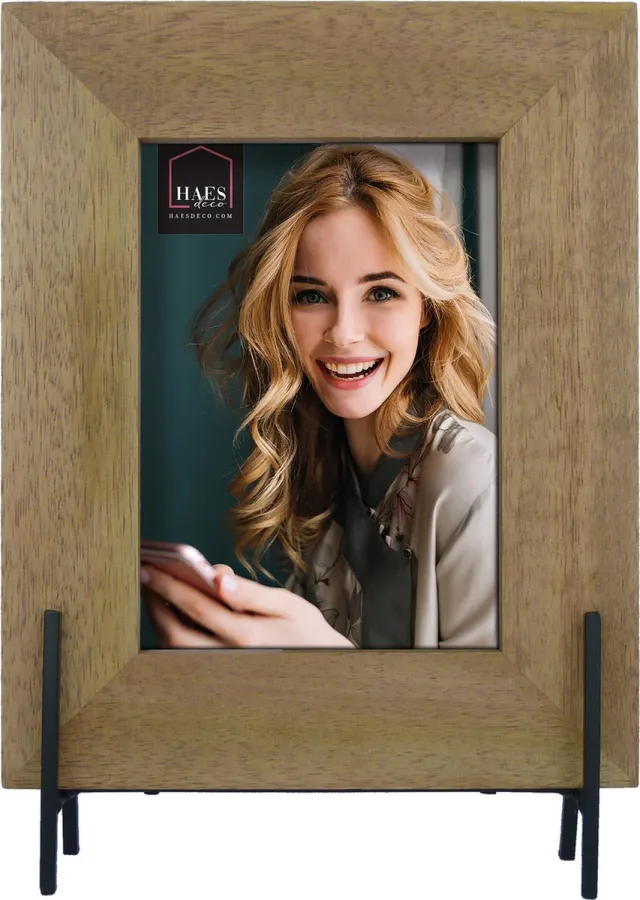 HAES deco Houten Fotolijst Cordoba in rustiek bruin voor 1 foto 10x15 cm staand/verticaal (formaat 17,5 x 26 cm) - SP11815