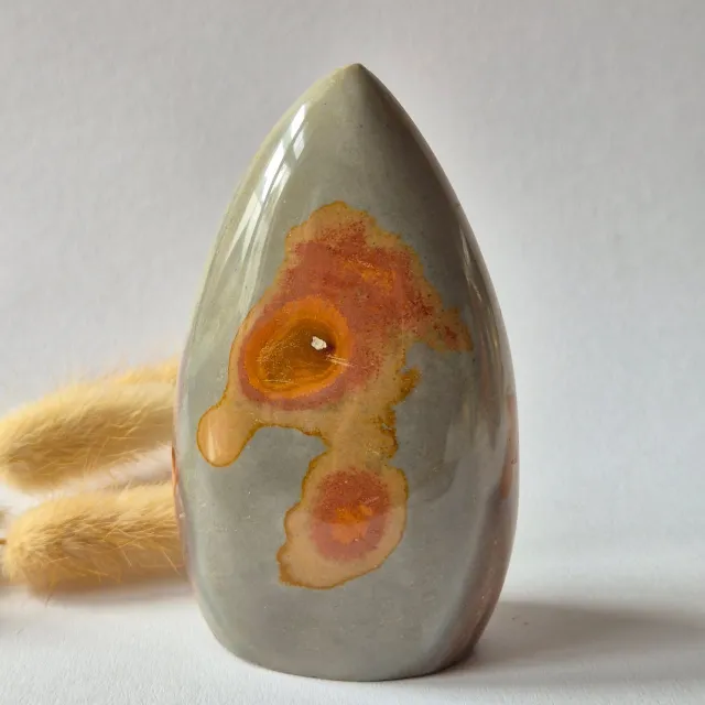 Moonlight Gemstones Ocean Jasper Polychroom Edelsteen Flame 335g – Rood Oranje Uniek Patroon Meerkleurig