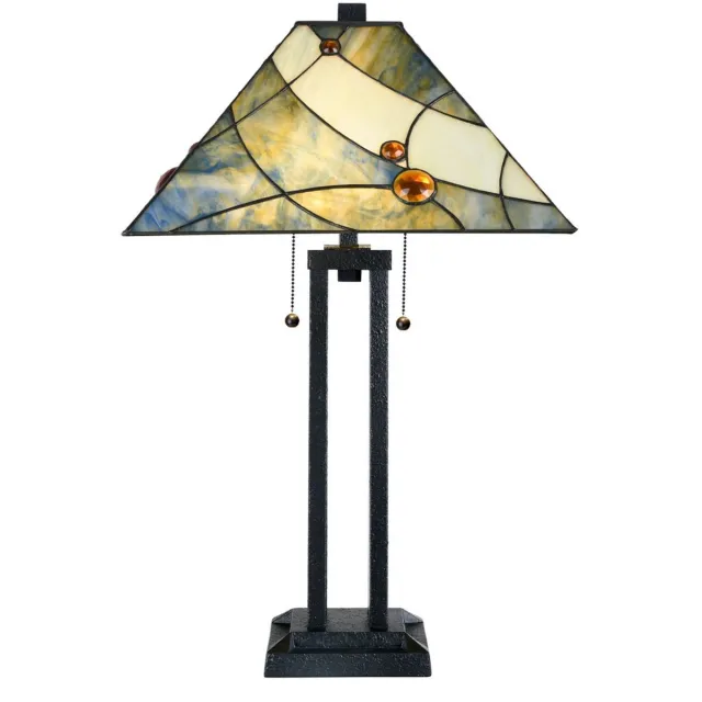 Coloured by Art Tiffany Tafellamp Sky Blue met Architect Voet - Art Deco Trade Blauw