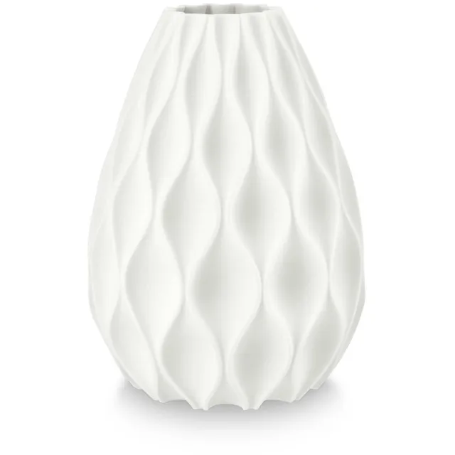 vtwonen Vaas Waves - Bloemenvaas van Porcelein - 3D print - 20x28.5cm Wit
