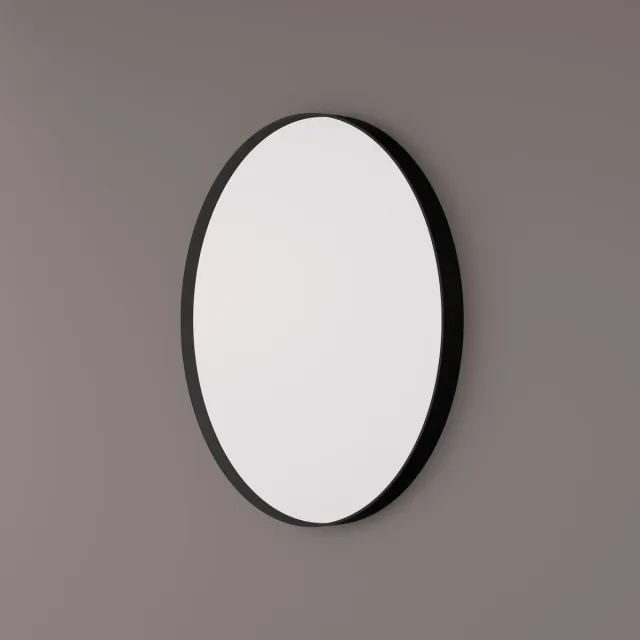 Hipp Design Spiegel Rond 60 x 5 cm - Mat Zwart - Industrieel Metalen Frame