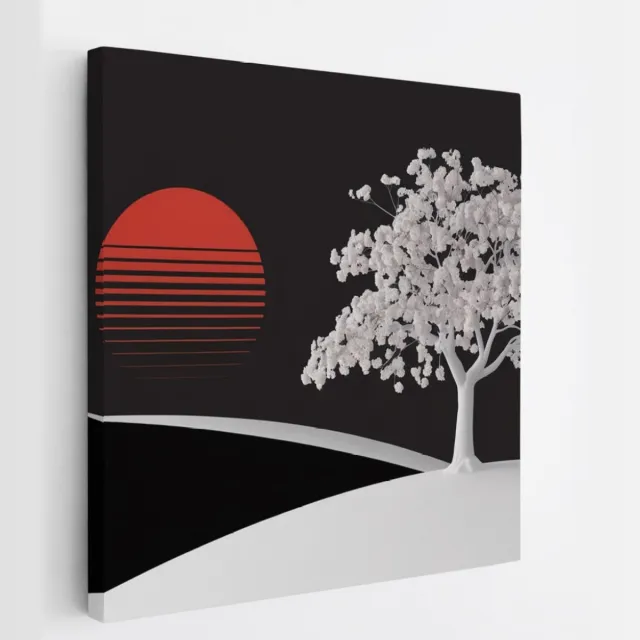 Saammp Canvas Schilderij - Zwart-Wit - Landschap - Zon - Landschap - Natuur - 60x60 - Foto op canvas - Wanddecoratie - Muurdecoratie Woonkamer - Slaapkamer decoratie - Canvas Print Multicolor