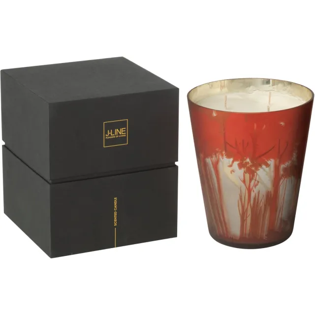 J-Line geurkaars Noa Bos - Grape Wood - glas - rood/goud - large - 95U