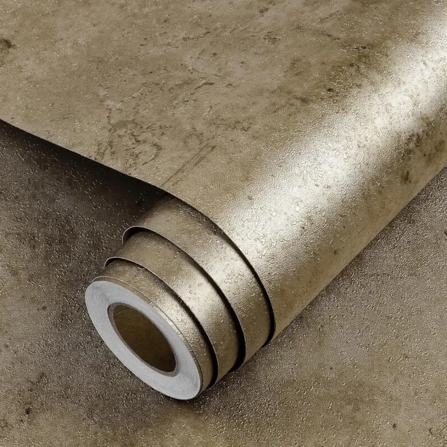 Allecto Plus Behang betonlook meubelfolie zelfklevend keukenbehang stickerfolie - 40 cm x 6 m - metallic bruin - grunge textuur - decoratief folie voor meubels en muren in woonkamer brons bruin