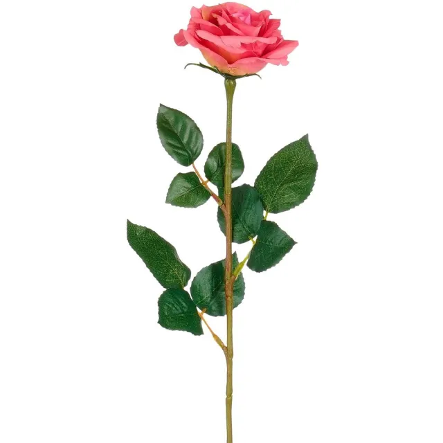 Mica Decorations Kunstbloem Roos Valentine - H59 cm - roze - kunststof - stelen kunstbloemen - boeket - rozen bloemetjes - Valentijnsdag