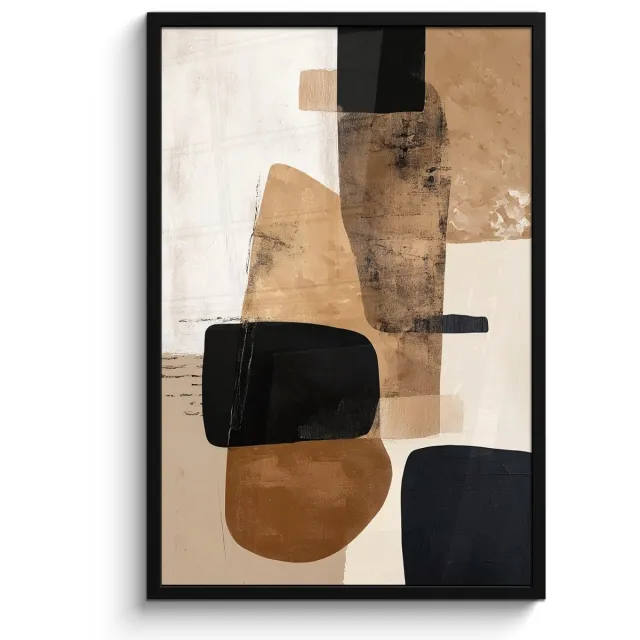 FrameYourWall Poster in lijst - Fotolijst 60x90 cm - Posters - Vlakken - Abstract - Zwart - Strepen - Posterlijst zwart - Decoratie - Wanddecoratie woonkamer - Muurdecoratie slaapkamer