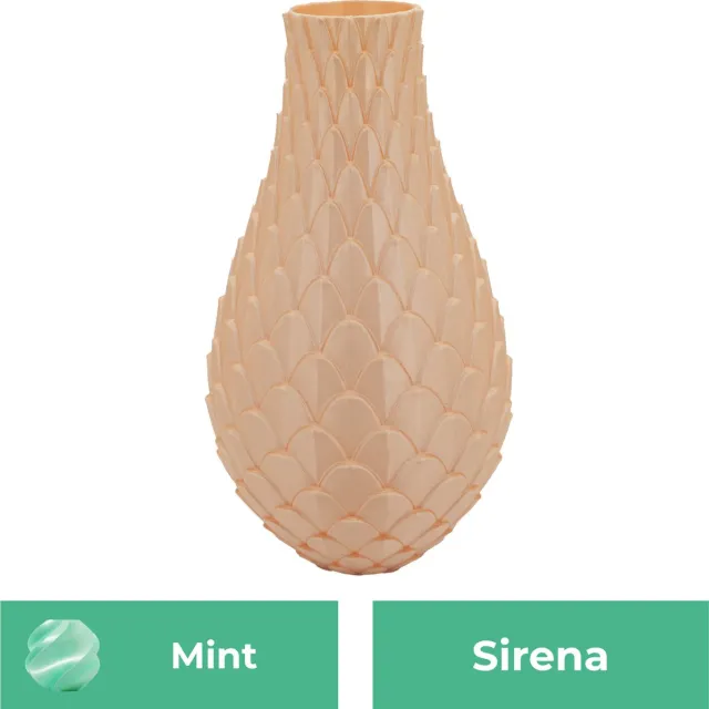 Lovora Sirena design vaas – Decoratieve vaas - Mint - 3d geprinte vaas – geschikt voor droogbloemen - 25CM