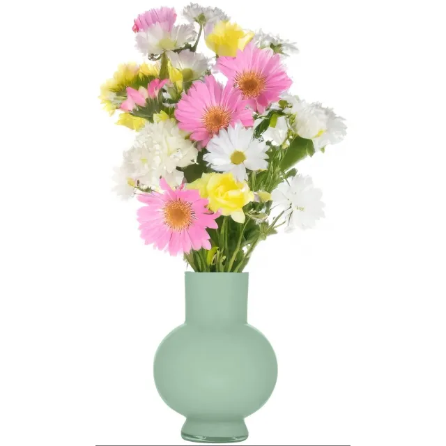 Hakbijl Glass Bloemenvaas Deborah - Groen - glas - D20 x H26 cm