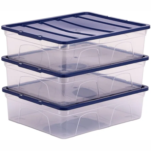 Imperatoris Sterke Opbergboxen met Deksel - Opbergdozen - Stapelbaar - 12L - 3 stuk Transparent