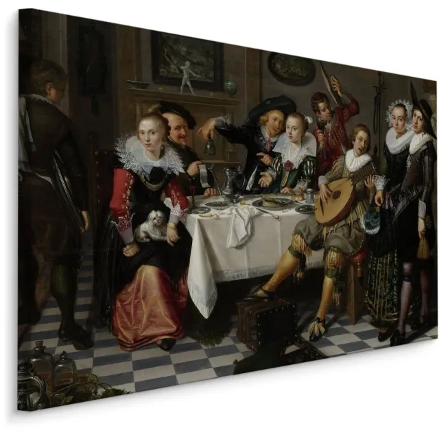 karo-art Schilderij - Isack Elyas Feestvierend gezelschap (print op canvas), multi-gekleurd, 4 maten, reproductie Multikleur