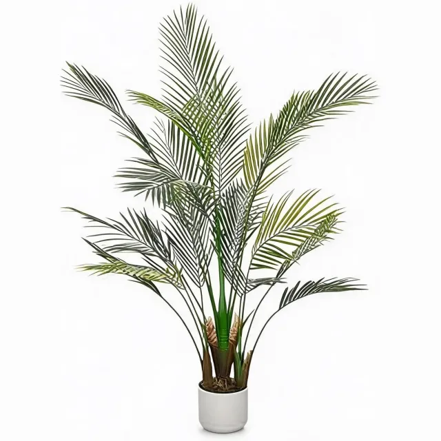 HOERFURIY Kunst Tropische Palm - 125cm, hoogdichte PEVA bladeren, flexibele steel met geïntegreerde pot voor binnen en overdekt buiten groen