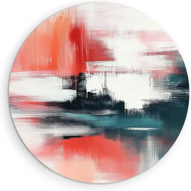 Saammp Muurcirkel Hout - Gekleurde penseelstroken - Abstract - Ø 70 - Wandcirkel - Wanddecoratie Cirkel - Muurdecoratie Woonkamer - Kantoor Decoratie