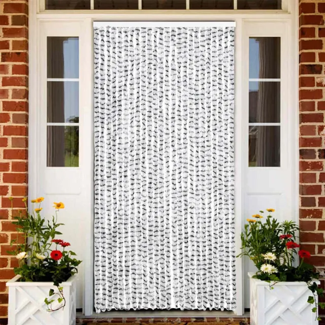 vidaXL Vliegengordijn 100x220 cm chenille licht- en donkergrijs