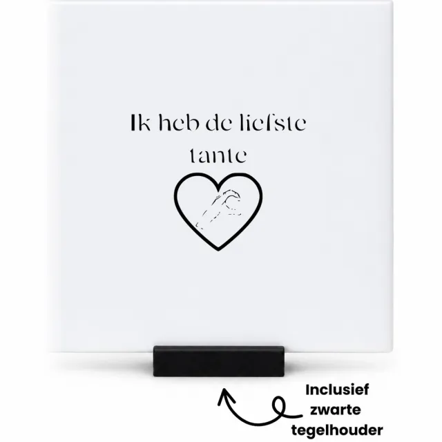 Hacebo ik heb de liefste tante tegeltje met tegelhouder - Liefde - beste tante ever - tegeltjes met tekst - cadeautje - geschenk - verrassing - tante - aunt - liefde - spreuktegels - 10.8x10.8 CM Wit