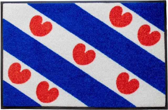 LogoMatz Deurmat Friesland 50cm x75cm - Antislip - Geschikt voor wasmachine - Kleurecht - Geen schadelijke weekmakers - Gemaakt in Europa - Friese vlag Rood